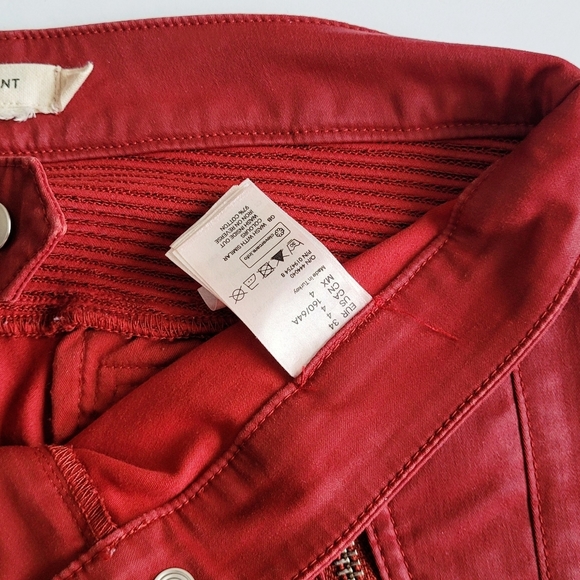 Isabel Marant EToile Pelona Biker Pants Moto Skinny Jeans Red waxed H&M - Picture 11 of 12